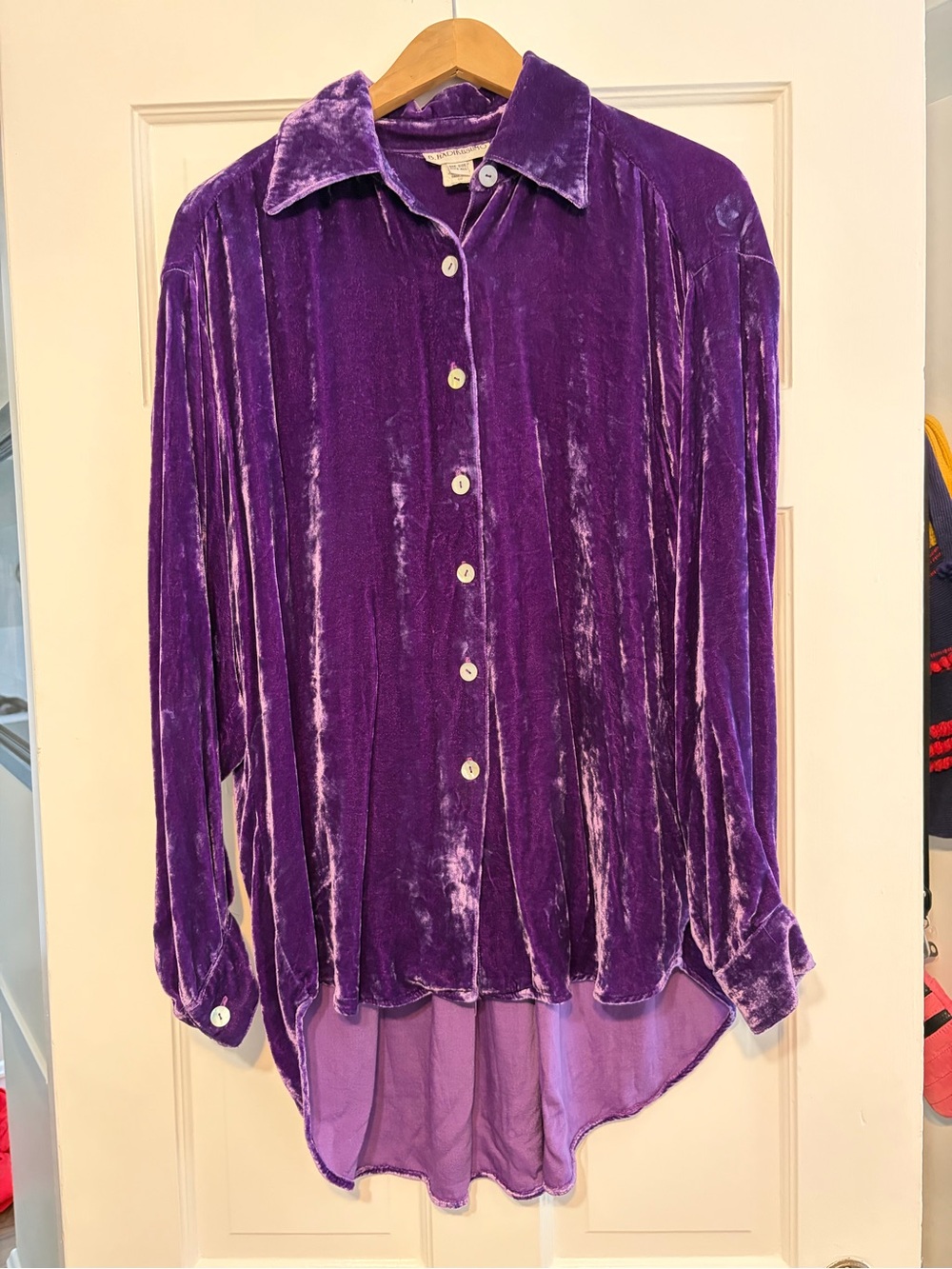 Plush Velvet Button-Front Tunic in Purple
